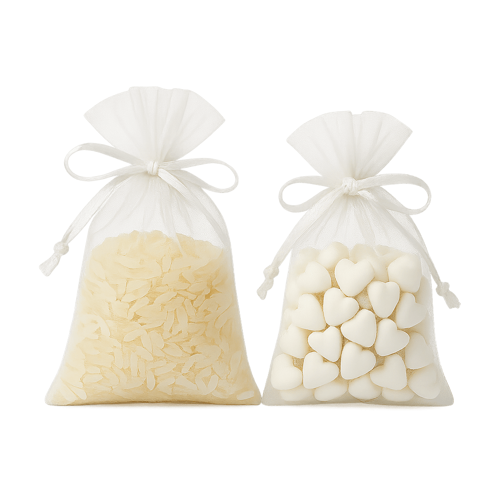 Klassiske hvide bryllupsris tæt på